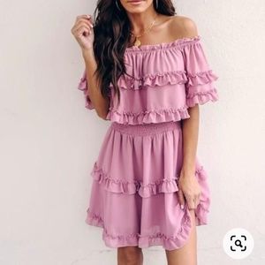 Vici Ballet Slippers Off The Shoulder Ruffle Dress - size small